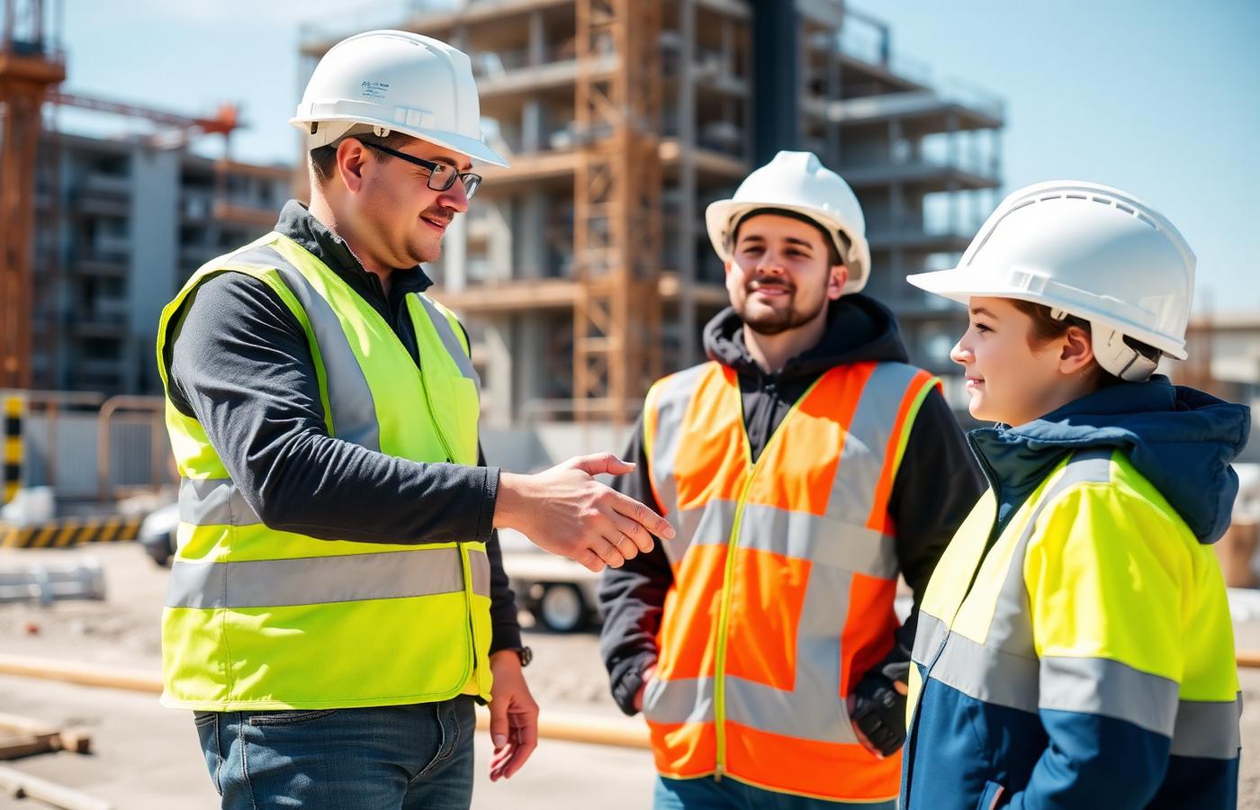 Contractor welcoming young apprentices on a jobsite